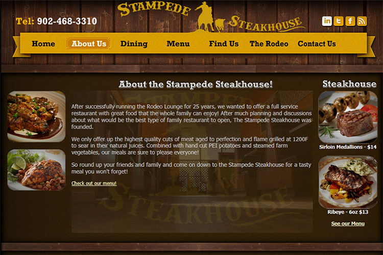 Stampede Steakhouse website design hosting and development Montreal montreal quebec